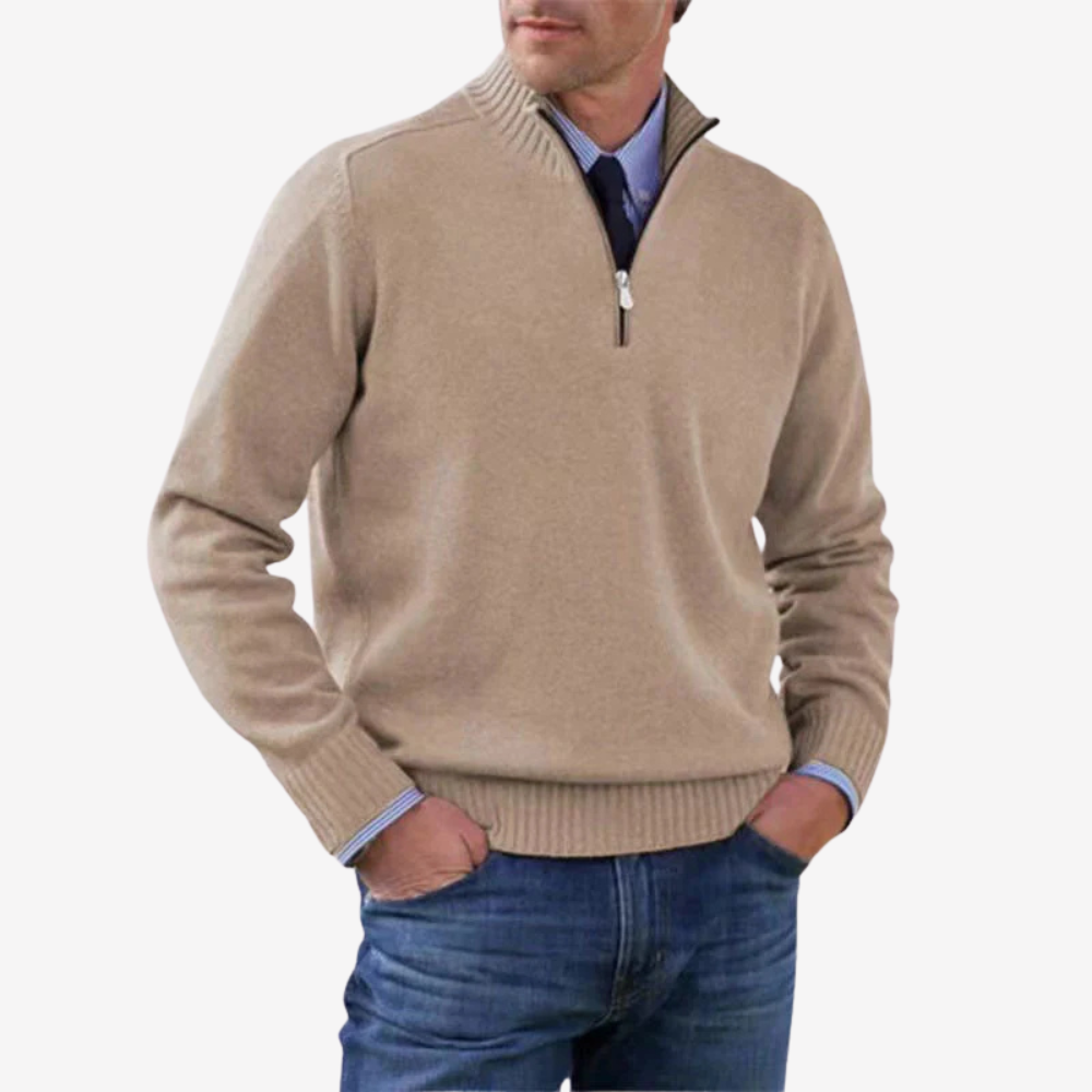 Casual Half Zip Knit Sweater for Men