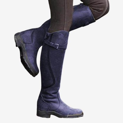 Vintage Suede Knee-High Riding Boots for Women
