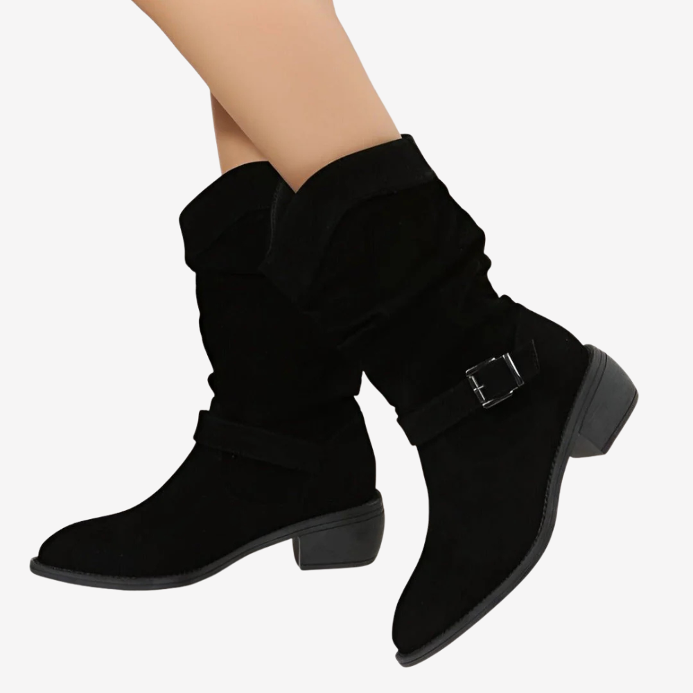 Suede Mid-Calf Slouch Boots for Women