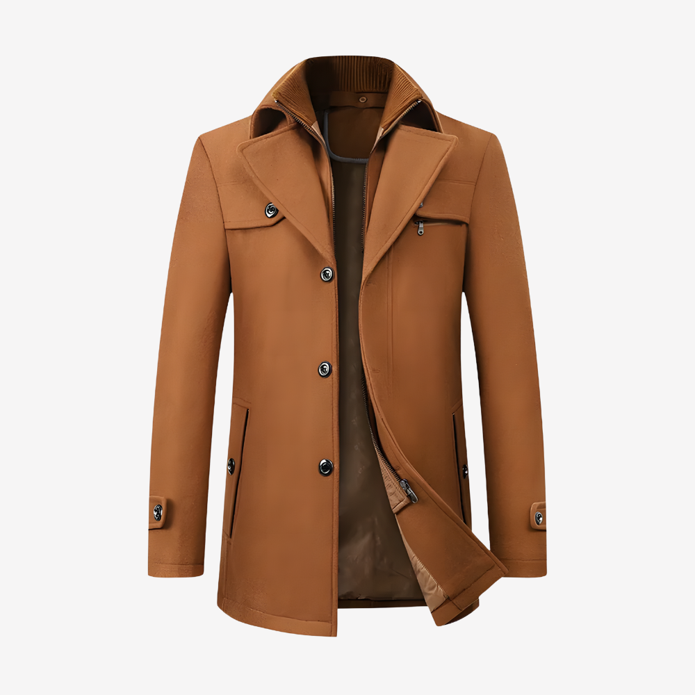 Slim Fit Wool Trench Coat for Men
