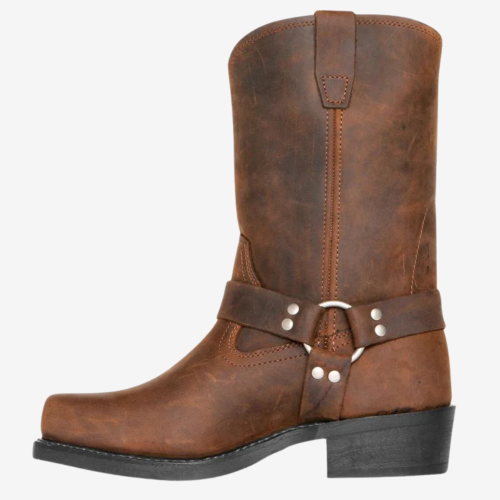 Rugged Leather Harness Boots for Men