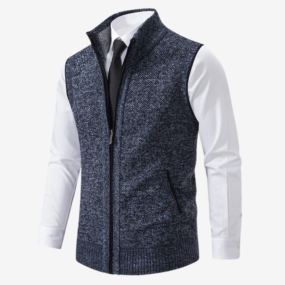Wool Knit Zip Vest for Men