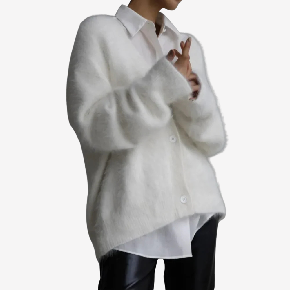 Cozy Fluffy Knit Cardigan Sweater for Women