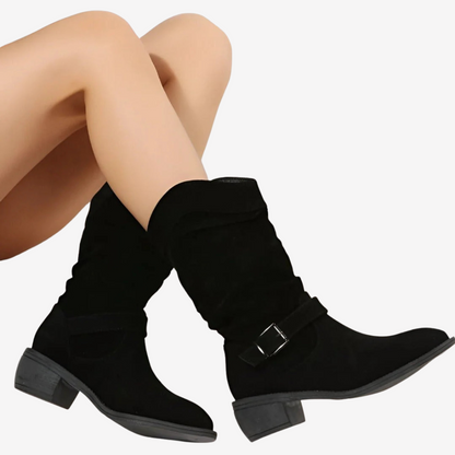 Suede Mid-Calf Slouch Boots for Women