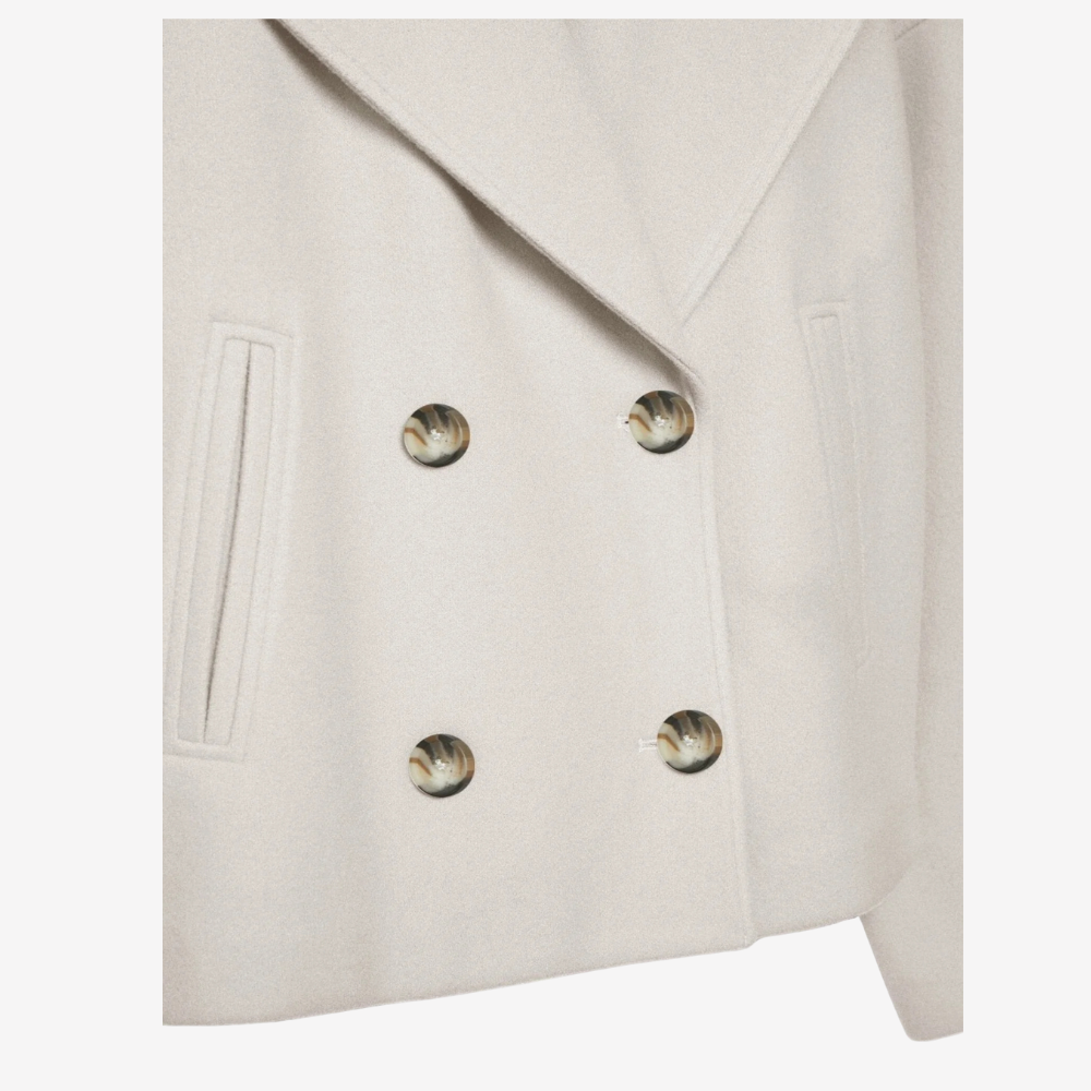 Chic Double-Breasted Cropped Wool Jacket for Women