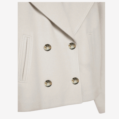 Chic Double-Breasted Cropped Wool Jacket for Women