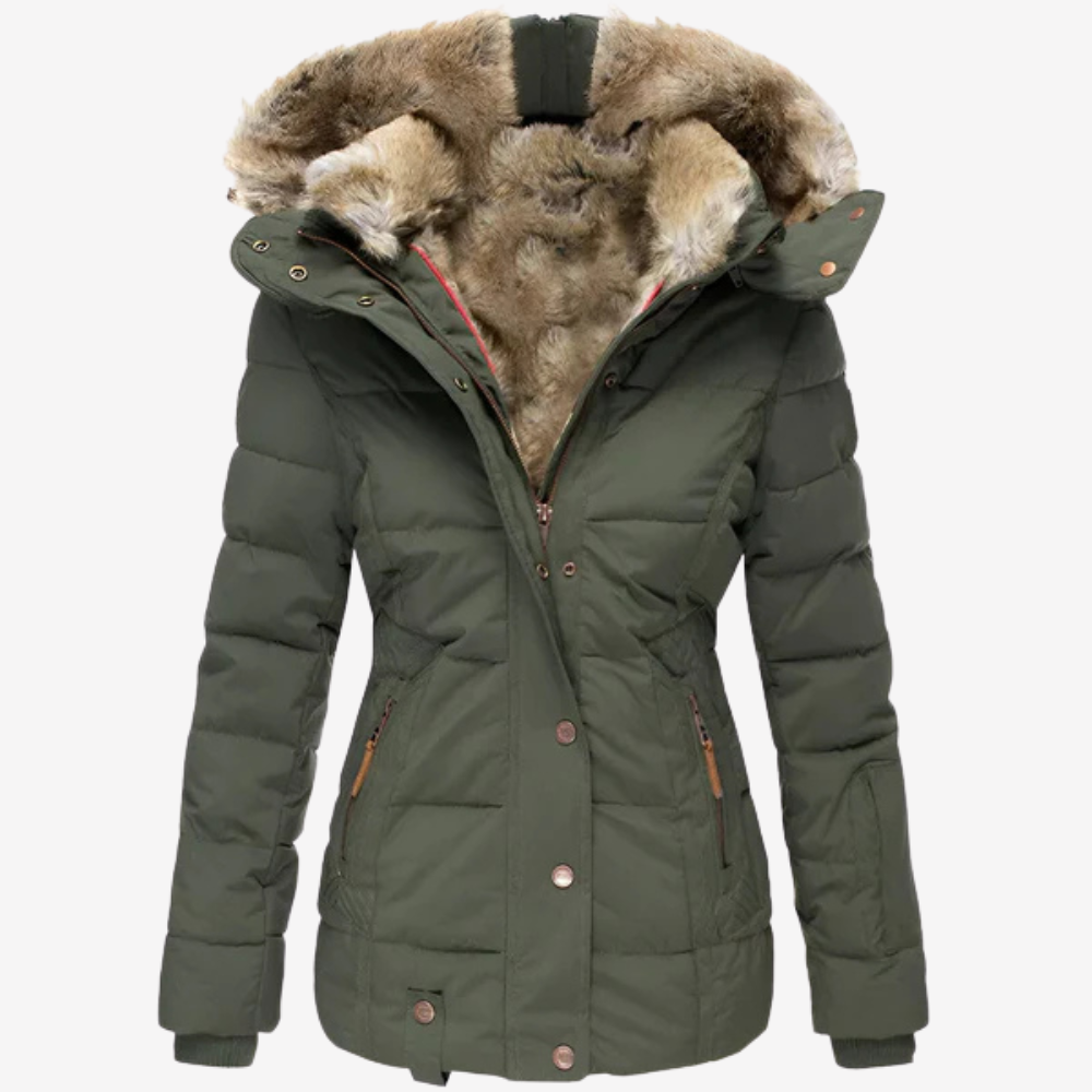 Warm Faux Fur Hooded Puffer Jacket for Women