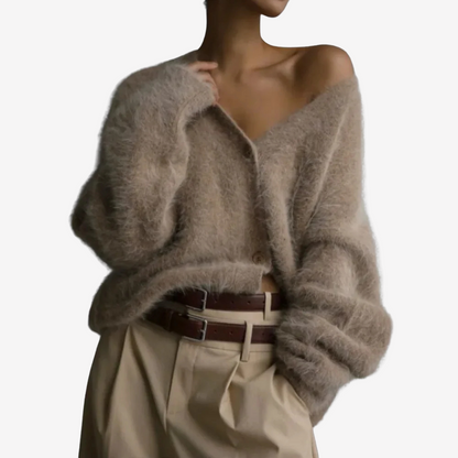 Cozy Fluffy Knit Cardigan Sweater for Women