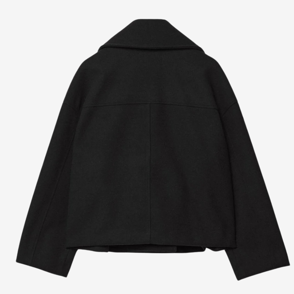 Chic Double-Breasted Cropped Wool Jacket for Women