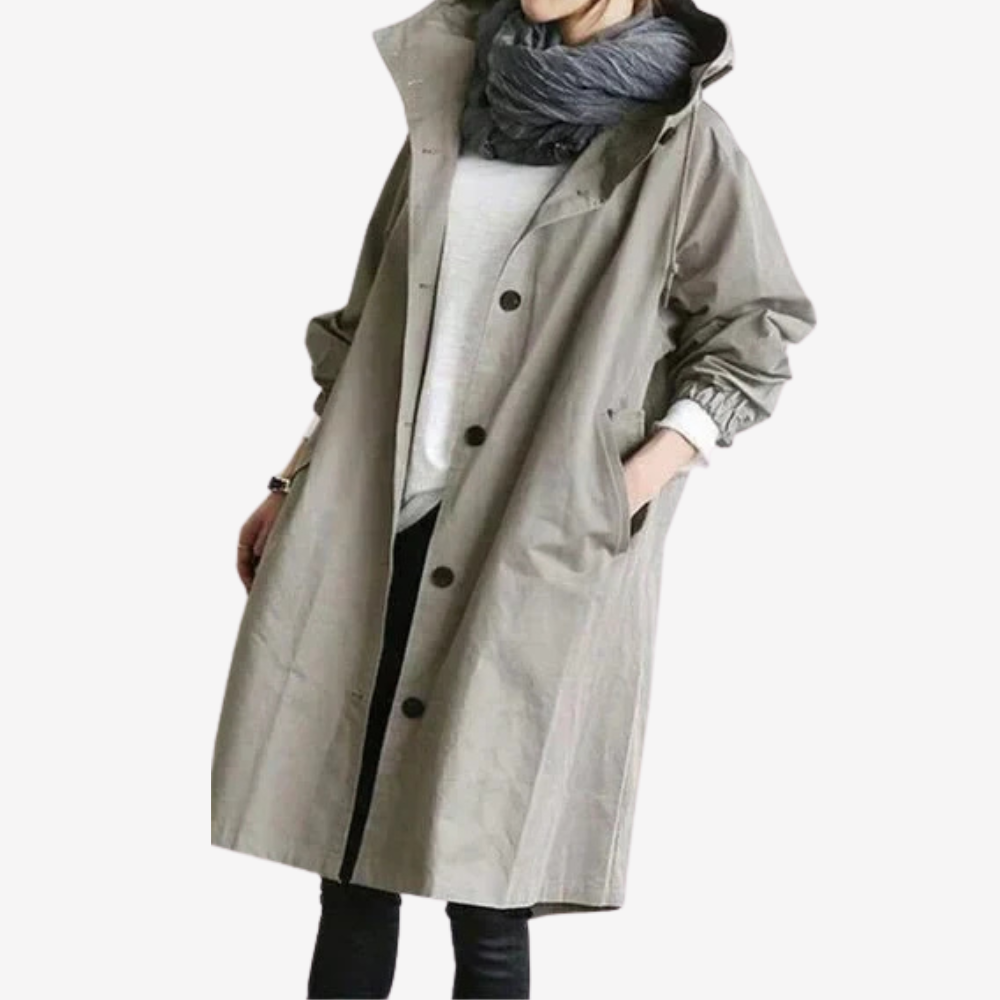 Lightweight Hooded Trench Coat for Women